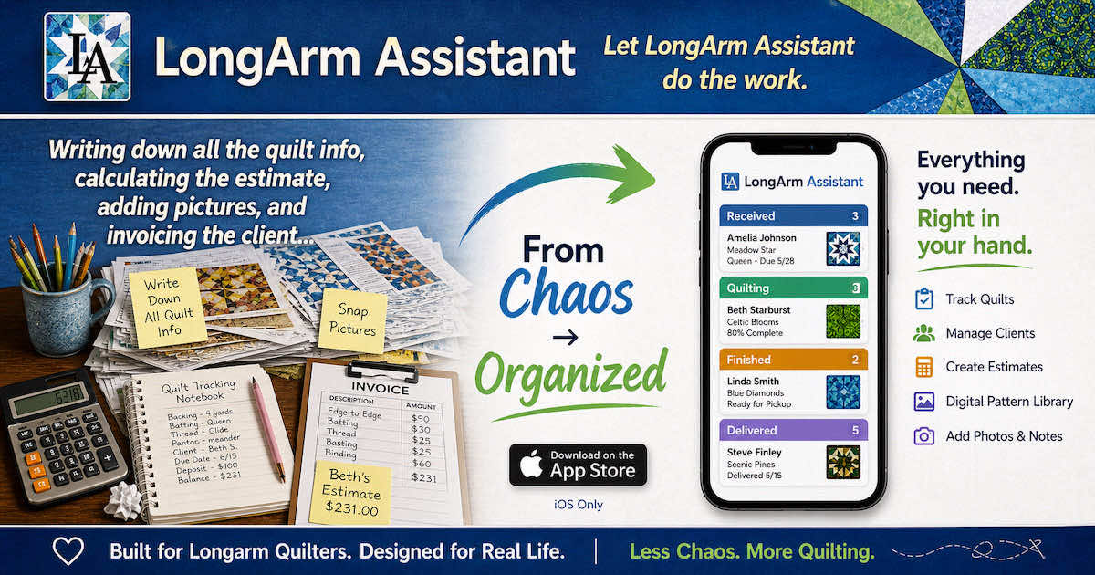 LongArm Assistant | Longarm Quilting Software for Orders, Patterns ...